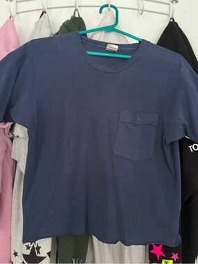 Navy blue vintage blank pocket tee Size M